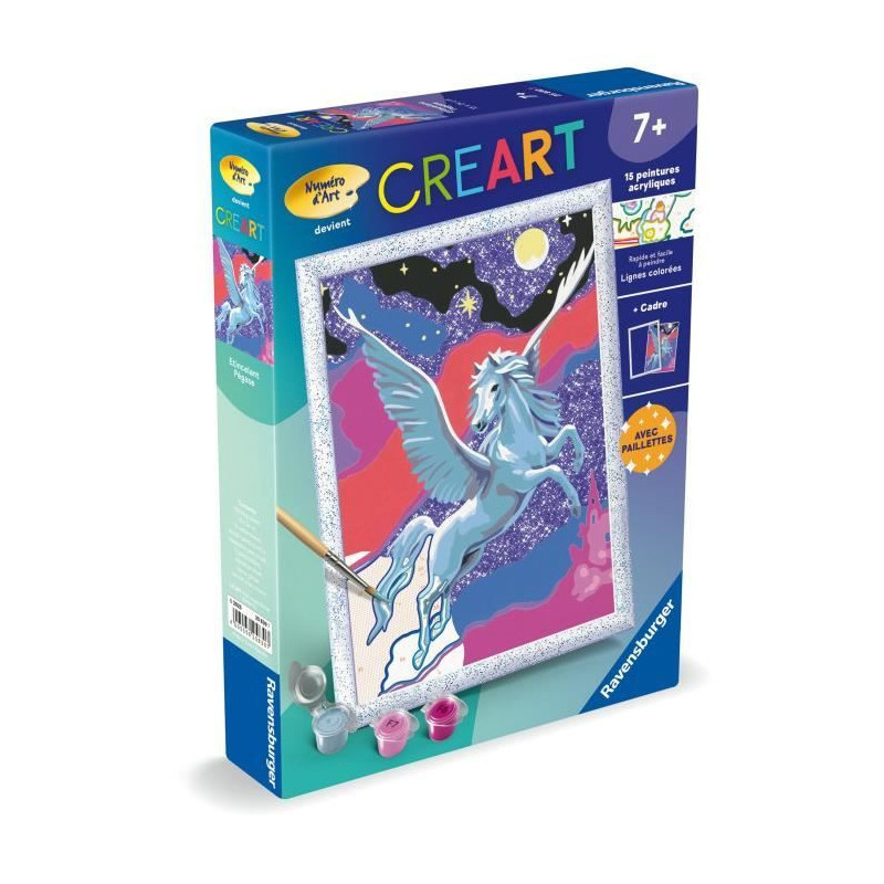 CreArt Kids 18x24cm Sparkling Pegasus, Paint by Numbers Kit, Art Numbe