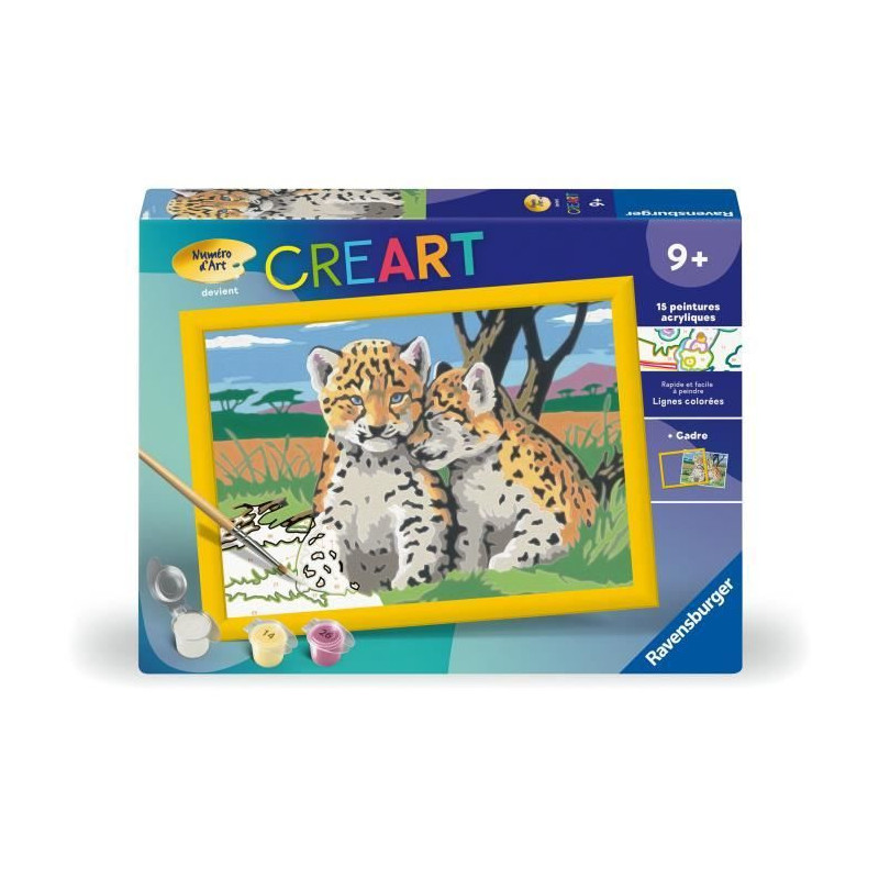 CreArt Kids 18x24cm Little Leopards, Paint by Numbers Kit, Ages 9+, 25
