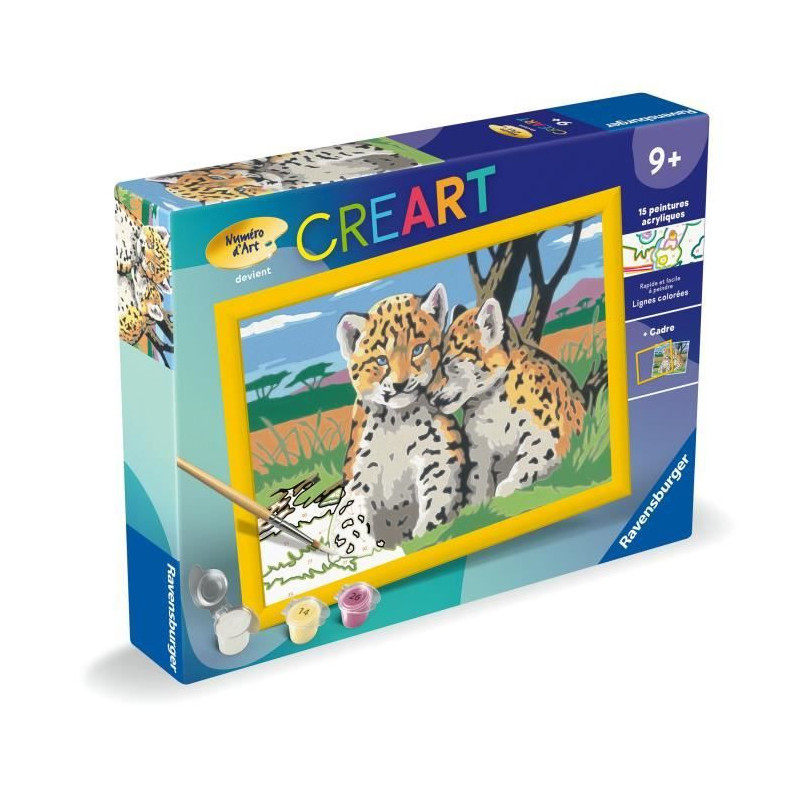 CreArt Kids 18x24cm Little Leopards, Paint by Numbers Kit, Ages 9+, 25