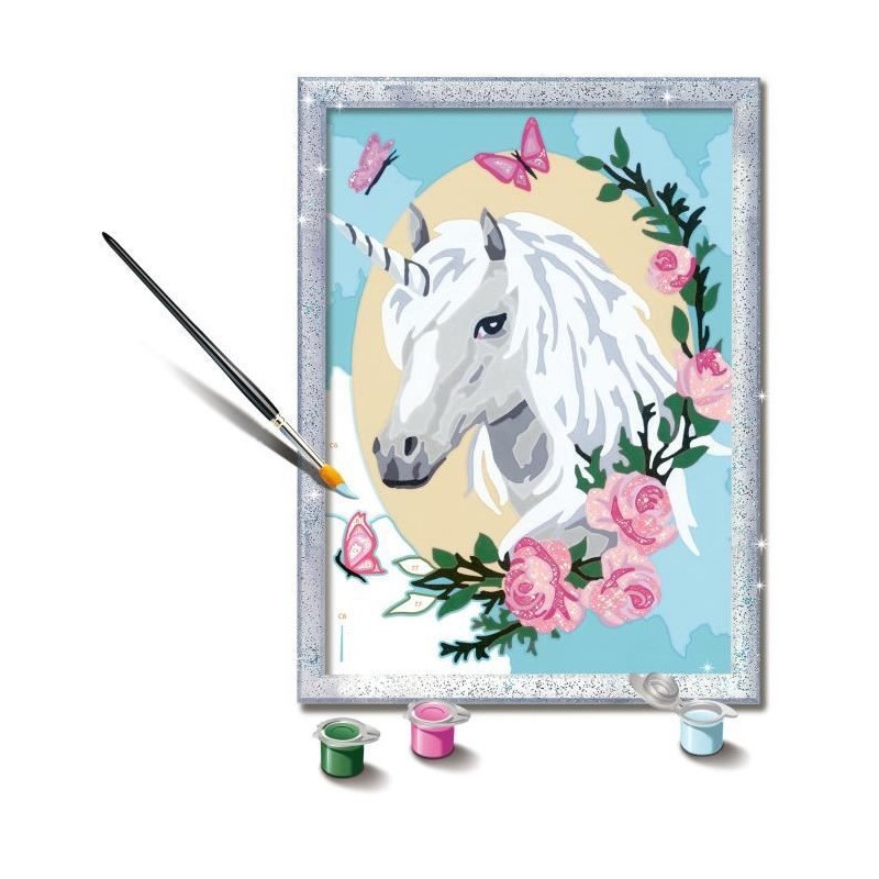 CreArt Kids 18x24cm Flowery Unicorn, Ages 9+, Paint by Numbers Kit, Ar