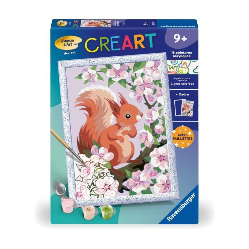 CreArt Kids 18x24cm Squirrel in Spring, Paint by Numbers Kit, Ages 9+,