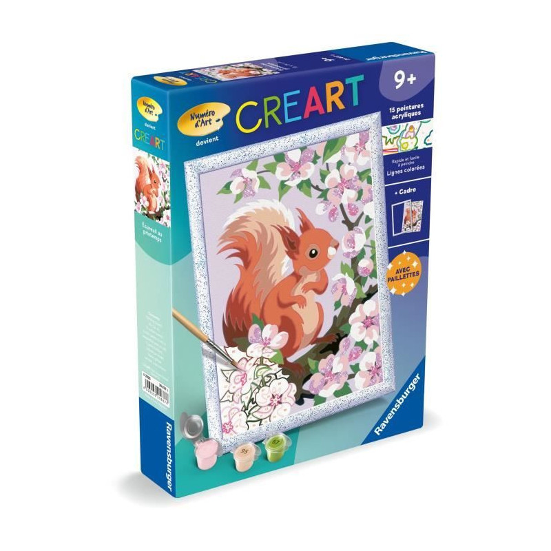 CreArt Kids 18x24cm Squirrel in Spring, Paint by Numbers Kit, Ages 9+,