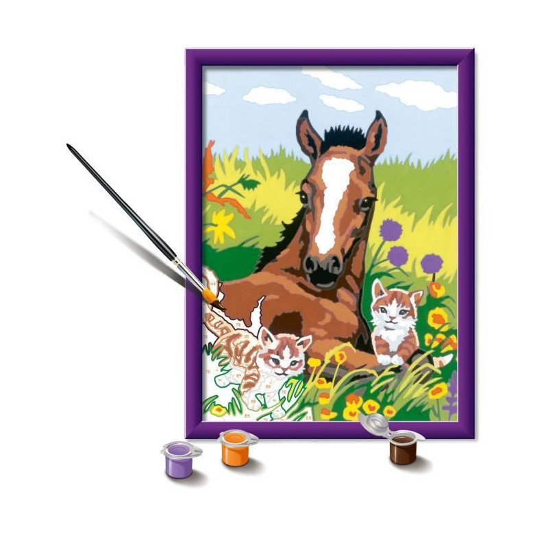 CreArt Kids 18x24cm Horse and Kittens, Paint by Numbers Kit, Art Numbe