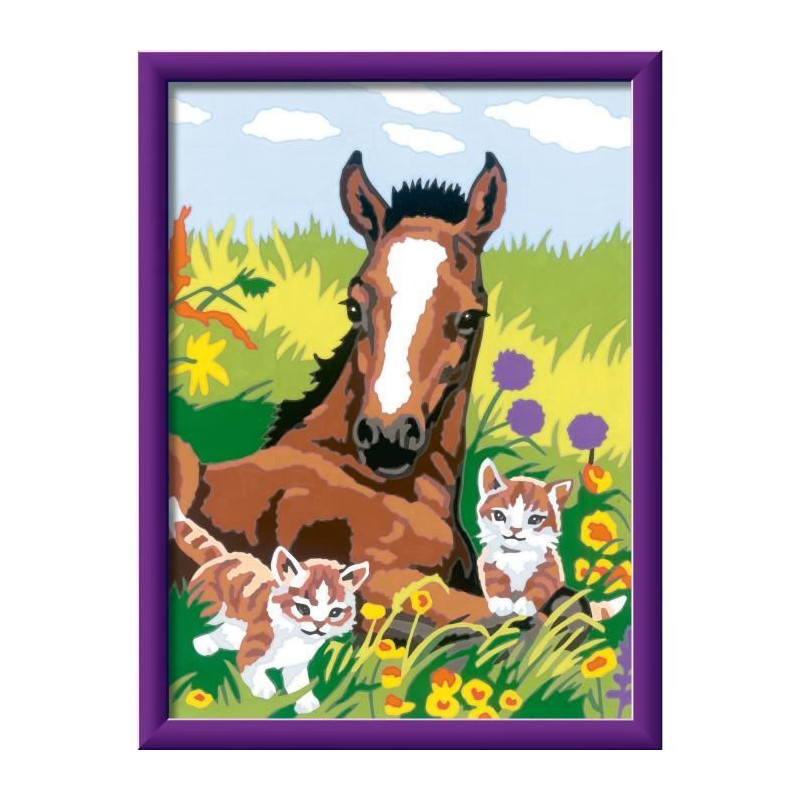 CreArt Kids 18x24cm Horse and Kittens, Paint by Numbers Kit, Art Numbe