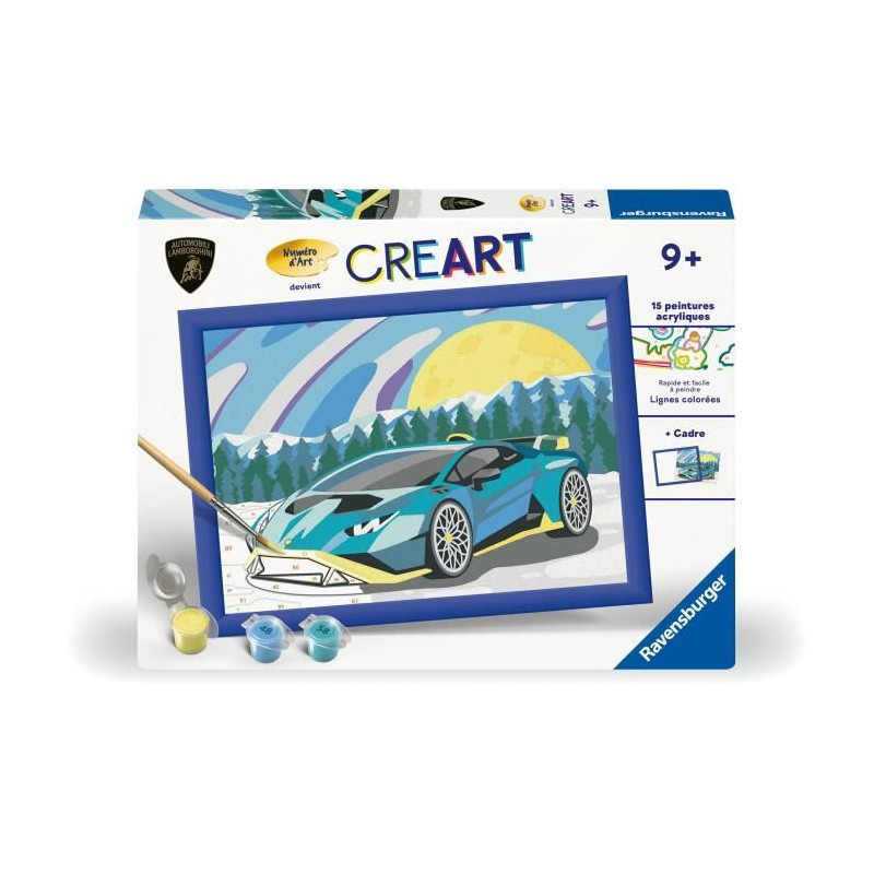 CreArt Kids 18x24cm Lamborghini, Paint by Numbers Kit, Art Number, Age