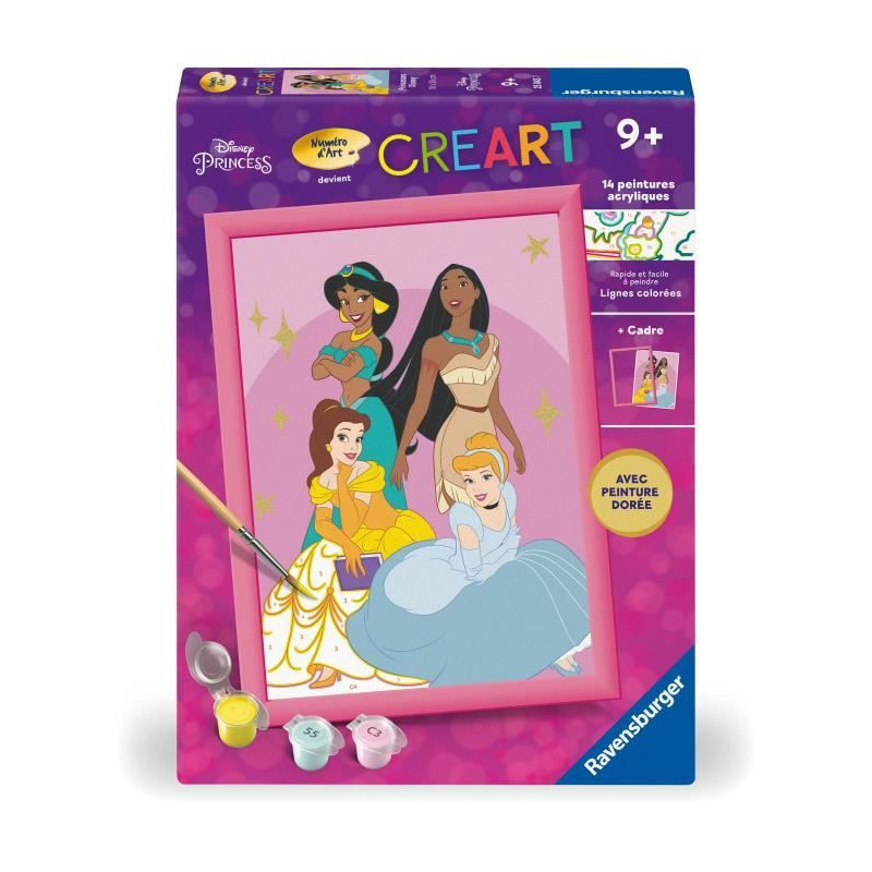 CreArt Kids 18x24cm Disney Princess, Paint by Numbers Kit, Ages 7+, 25