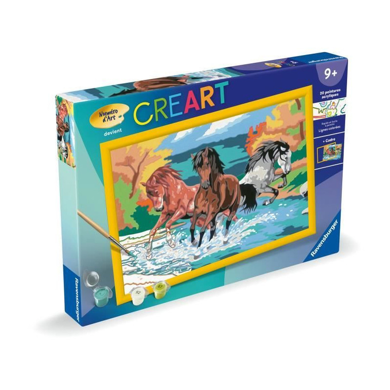 CreArt Kids 31x21cm Horse Herd, Paint by Numbers Kit, Art Number, Ages