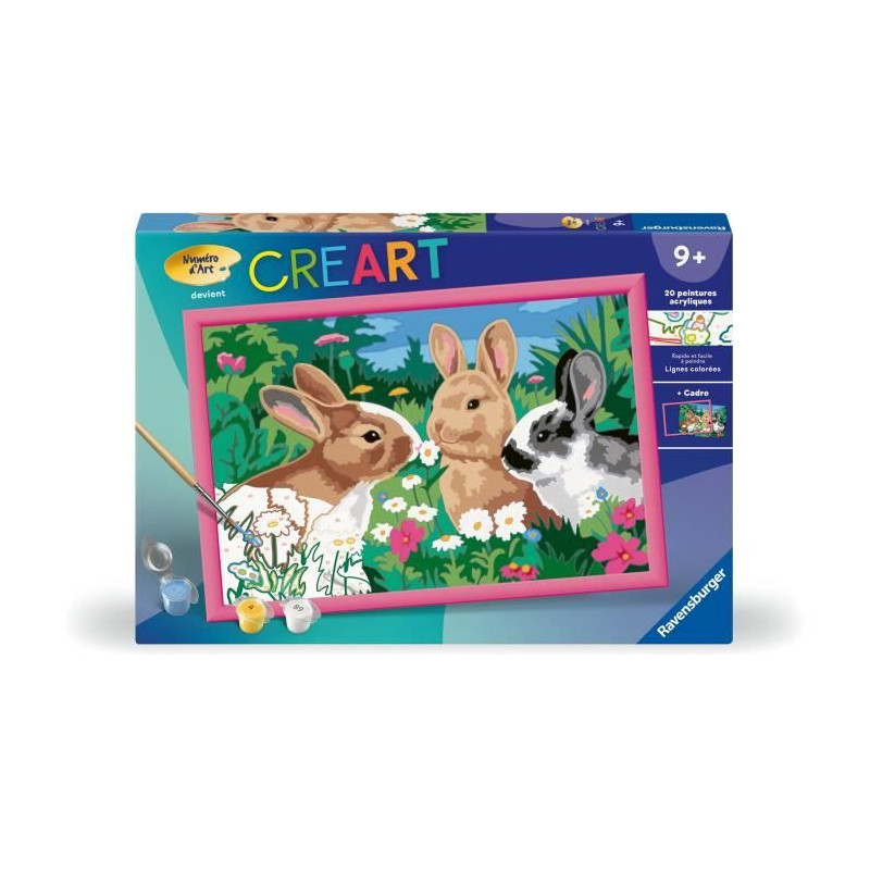 CreArt Kids 31x21cm Rabbits in the Meadow, Paint by Numbers Kit, Ages