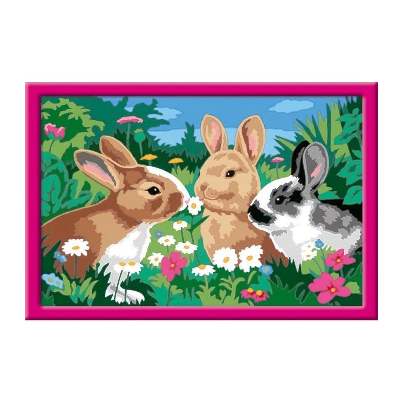 CreArt Kids 31x21cm Rabbits in the Meadow, Paint by Numbers Kit, Ages