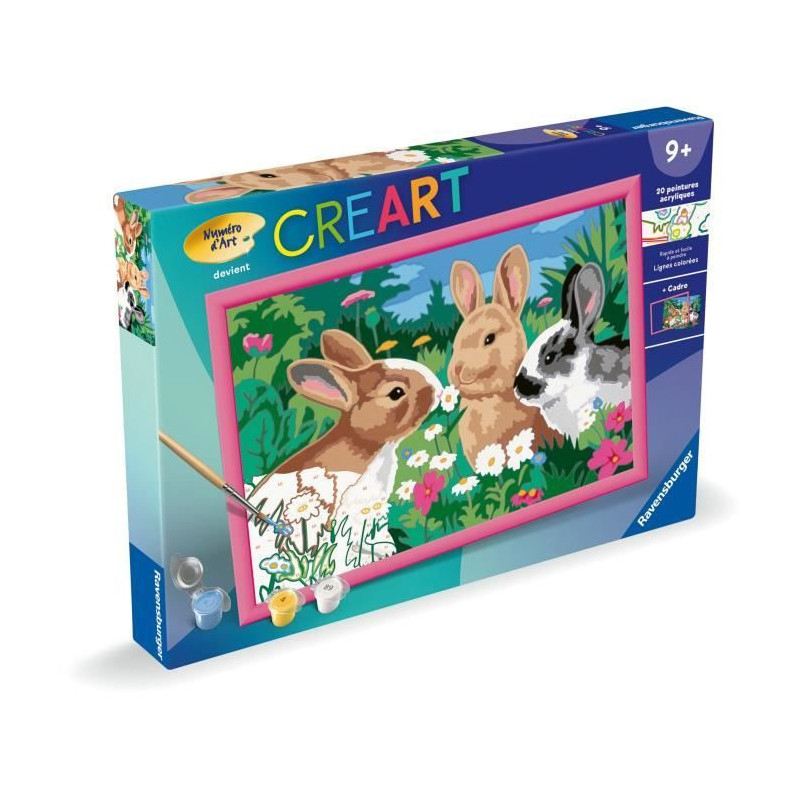 CreArt Kids 31x21cm Rabbits in the Meadow, Paint by Numbers Kit, Ages