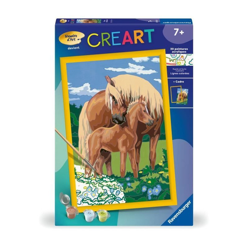 CreArt Kids 31x21cm Proud Horses, Paint by Numbers Kit, Art Number, Ag