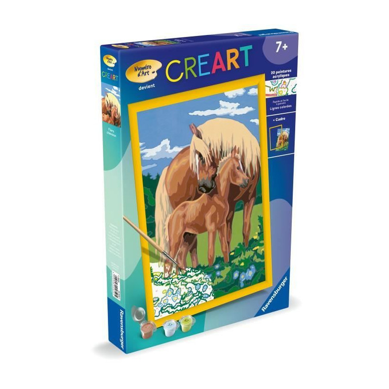 CreArt Kids 31x21cm Proud Horses, Paint by Numbers Kit, Art Number, Ag