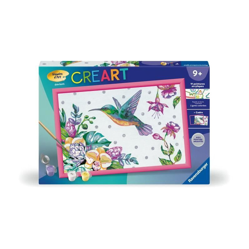 CreArt Kids 31x21cm Hummingbird and Exotic Flowers, Paint by Numbers K