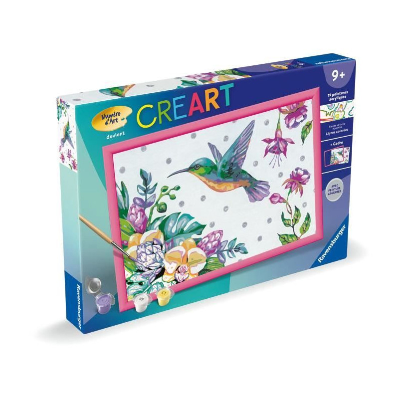 CreArt Kids 31x21cm Hummingbird and Exotic Flowers, Paint by Numbers K