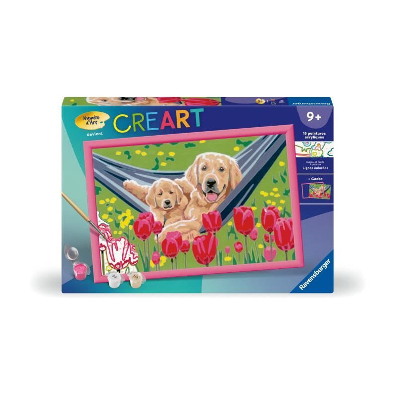CreArt Kids 31x21cm Labrador and Tulips, Paint by Numbers Kit, Ages 7+