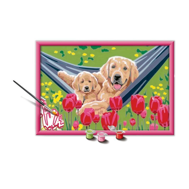 CreArt Kids 31x21cm Labrador and Tulips, Paint by Numbers Kit, Ages 7+
