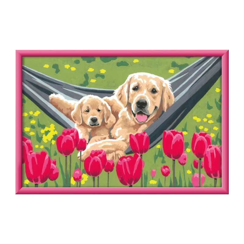 CreArt Kids 31x21cm Labrador and Tulips, Paint by Numbers Kit, Ages 7+