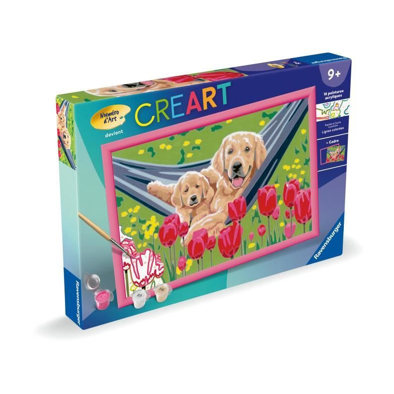 CreArt Kids 31x21cm Labrador and Tulips, Paint by Numbers Kit, Ages 7+