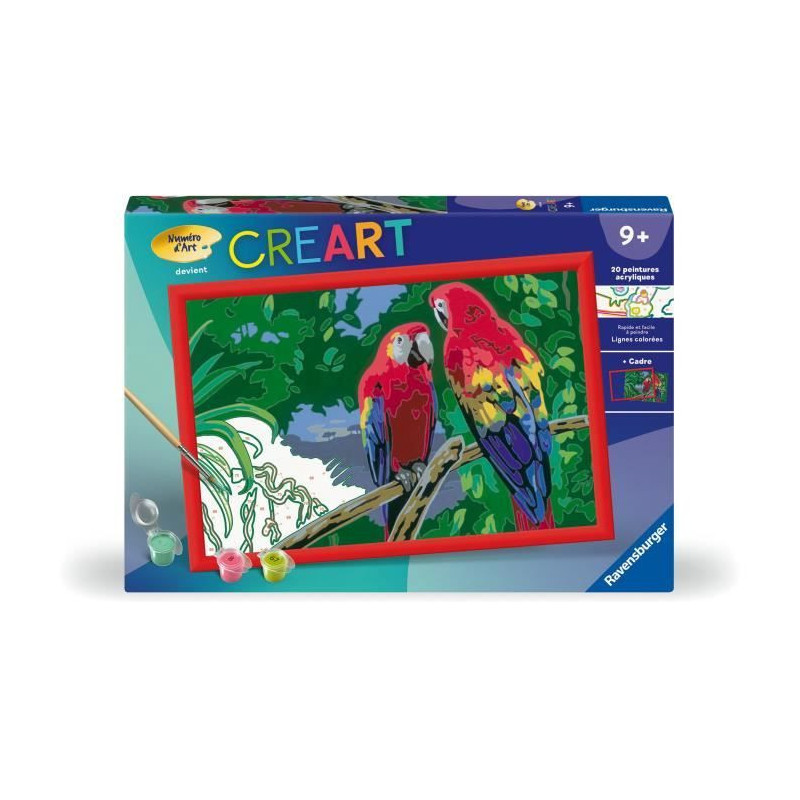 CreArt Kids 31x21cm Parrots, Paint by Numbers Kit, Ages 7+, 25854, Rav