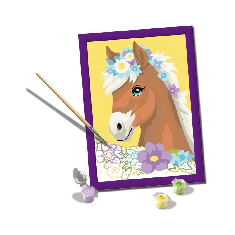 CreArt Kids 18x24cm Flowery Horse, Paint by Numbers Kit, Art Number, A