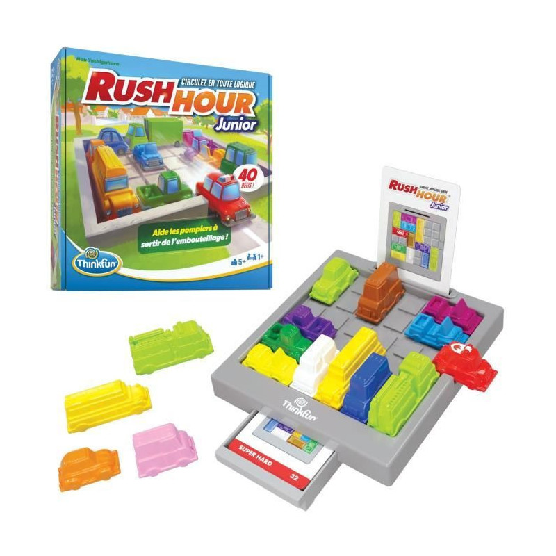ThinkFun-Rush Hour Junior-Logic game-Puzzle-Traffic jam-40 challenges