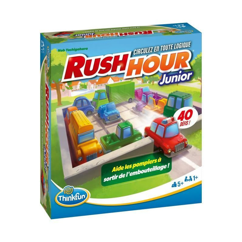 ThinkFun-Rush Hour Junior-Logic game-Puzzle-Traffic jam-40 challenges