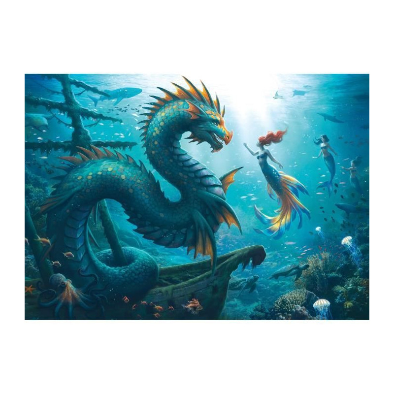 1000-piece puzzle: Dragon, mermaid and deep-sea turtles, ages 14 and u