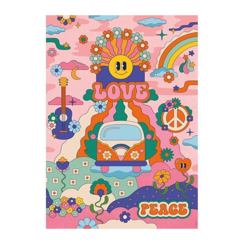 1000 Piece Hippie Style / Cha Cha Pop Puzzle, Ages 14, Premium Quality