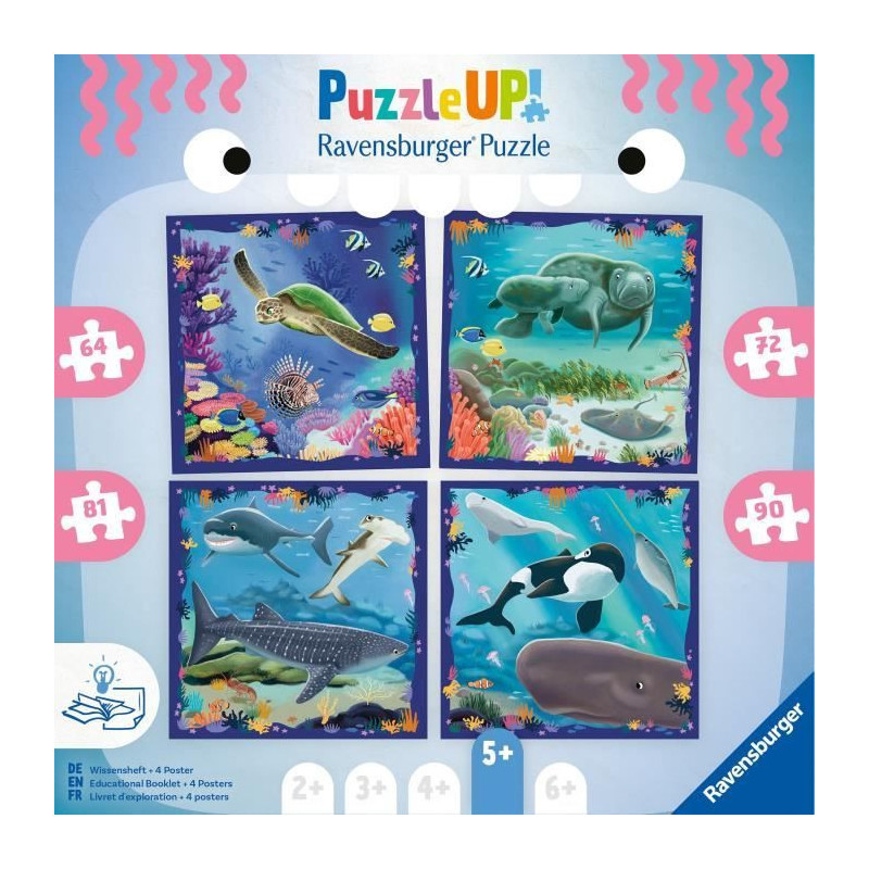 Children's Puzzle, UP! Puzzle, Sea Animals, Ages 5+, 12004004, Ravensb