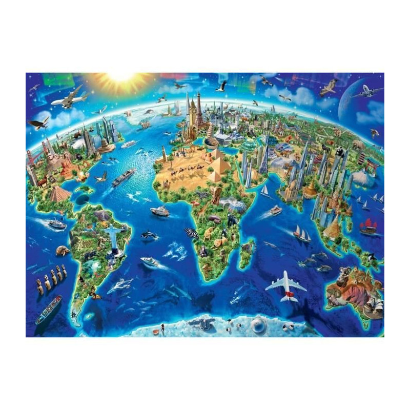Puzzle 300 p XXL - Map of the monuments of the world