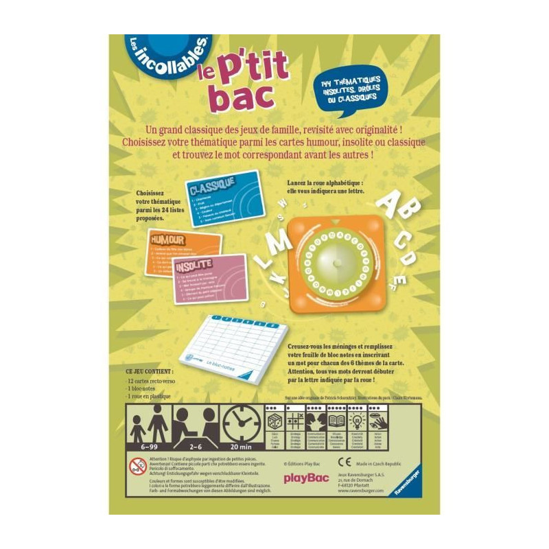 INCOLLABLES Board Game Le Petit Bac