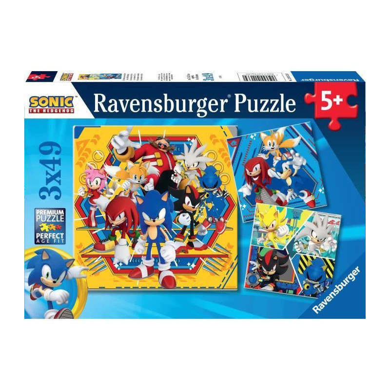 Ravensburger-Puzzles 3x49 pieces - The adventures of Sonic-40055550113