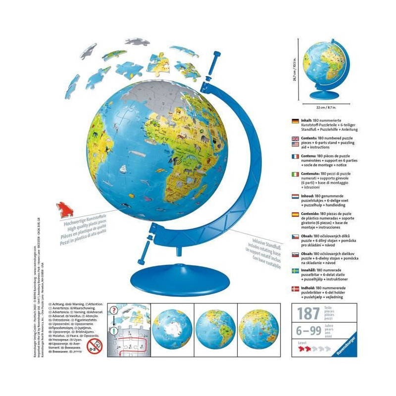 RAVENSBURGER Puzzle 3D World Map 180 pcs