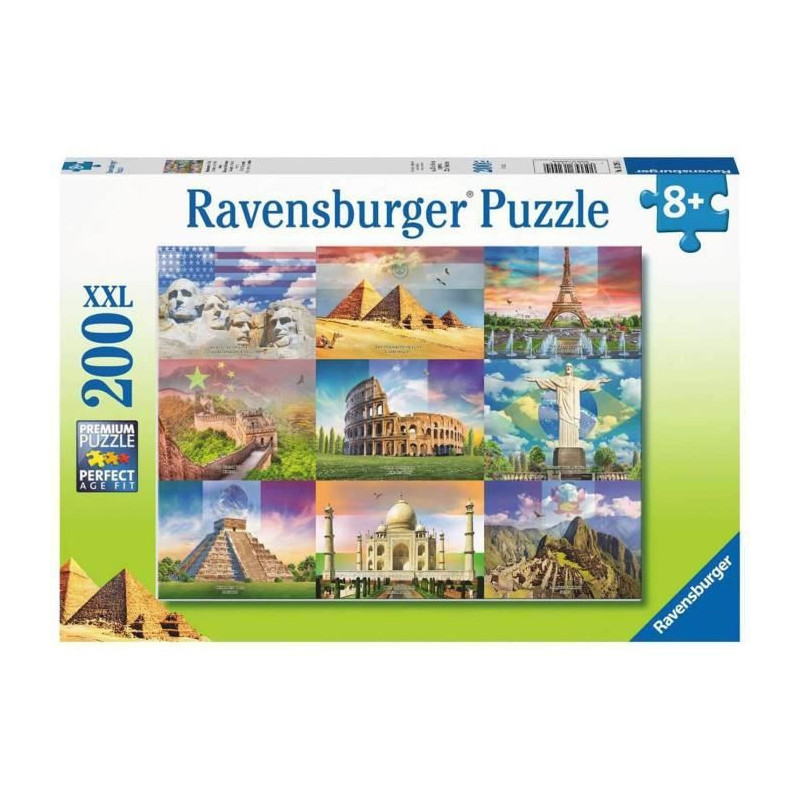 Children's Puzzle 200 p XXL - The monuments of the world - Ages 8 - 13