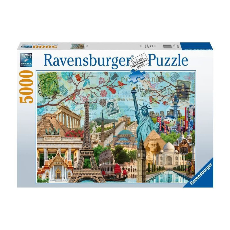 5000 piece puzzle - Postcard of Monuments - Adults and children aged 1