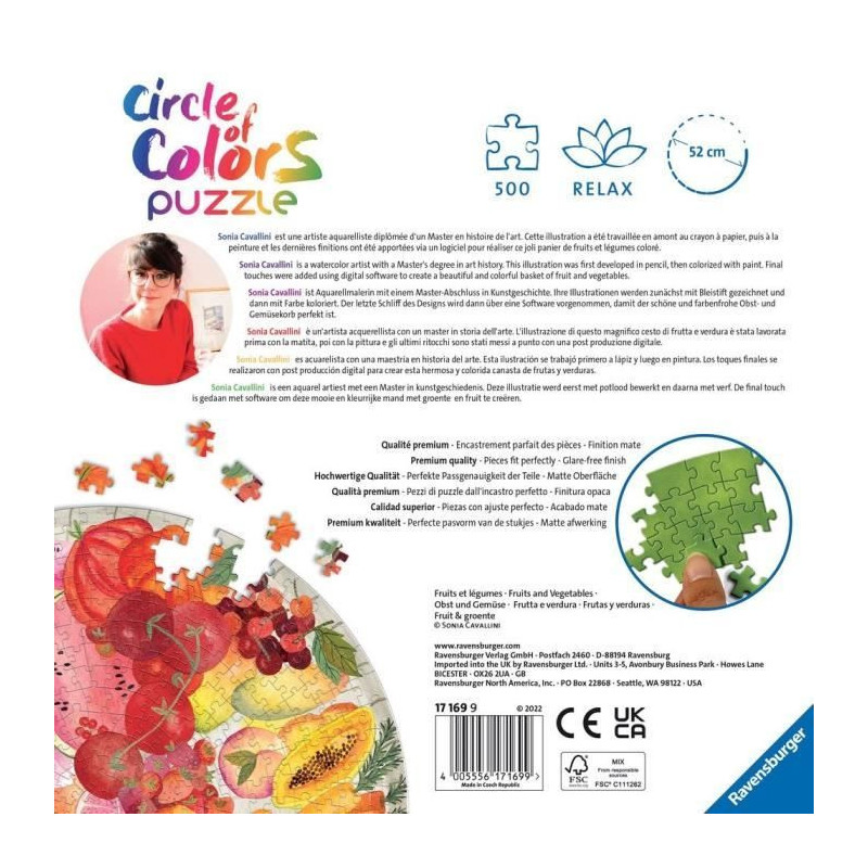 Ravensburger - 500 Piece Round Puzzle - Fruits and Vegetables (Circle