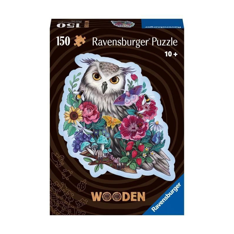 Wooden puzzle - Shape - 150 pcs - Floral owl