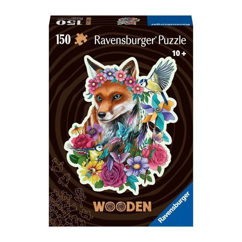 Wooden puzzle 150 pieces Colorful fox - Children and adults, Ages 10 -