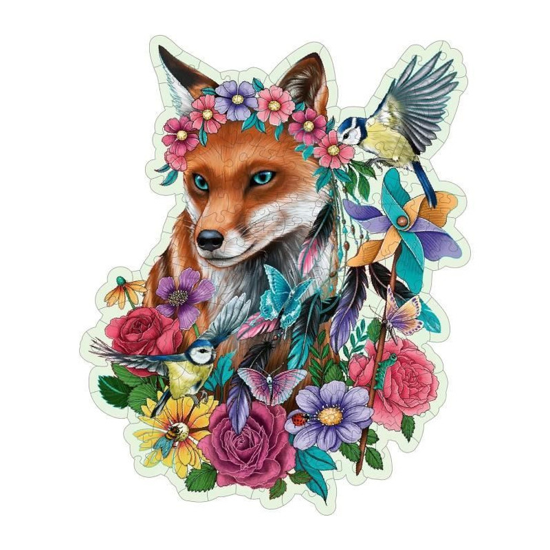 Wooden puzzle 150 pieces Colorful fox - Children and adults, Ages 10 -