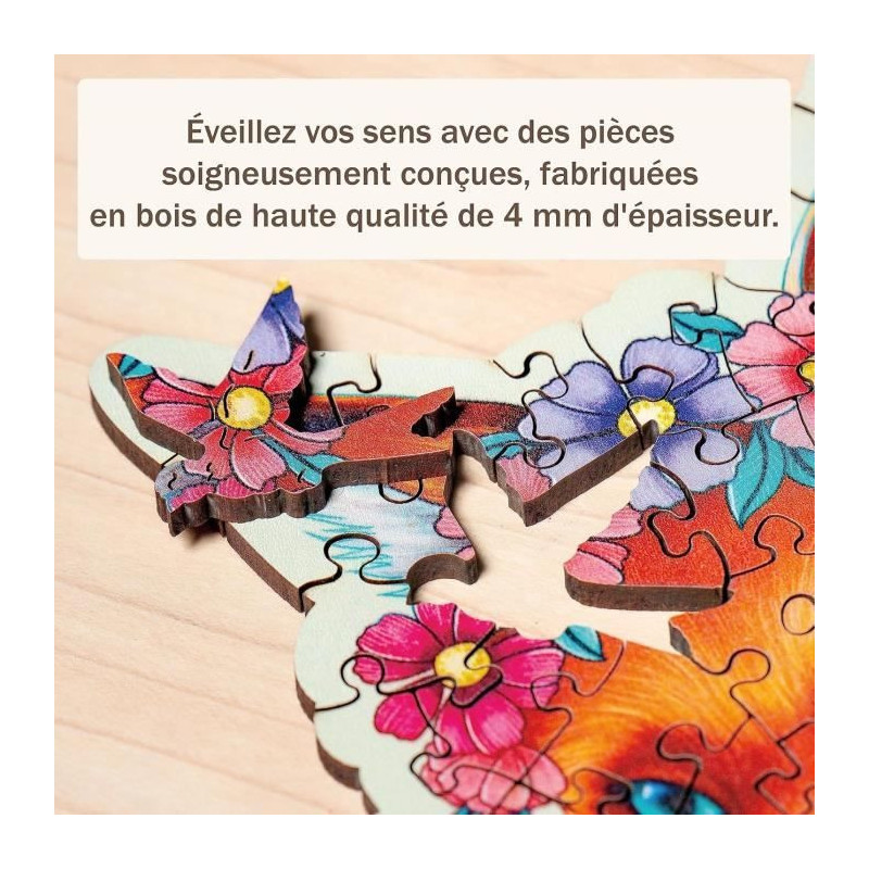 Wooden puzzle 150 pieces Colorful fox - Children and adults, Ages 10 -