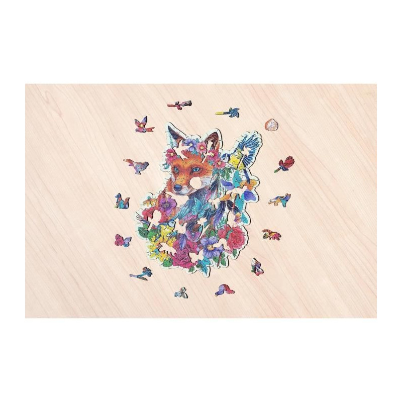Wooden puzzle 150 pieces Colorful fox - Children and adults, Ages 10 -