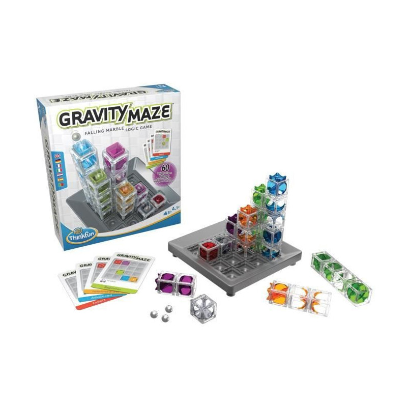 Gravity Maze Logic Game, Puzzle, Marble Run, Construction, 60 Challeng
