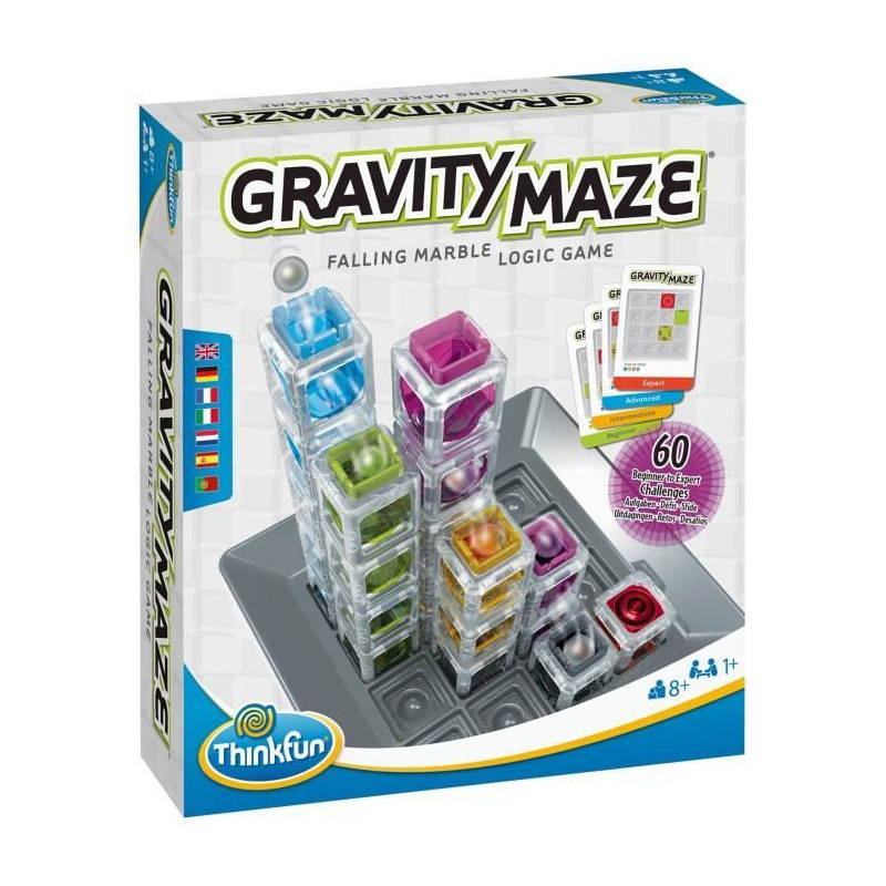 Gravity Maze Logic Game, Puzzle, Marble Run, Construction, 60 Challeng