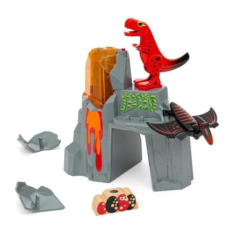 Brio Erupting Volcano Dinosaur - Wooden Train Set Accessory - Battery-