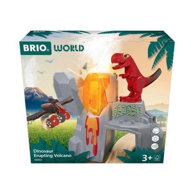 Brio Erupting Volcano Dinosaur - Wooden Train Set Accessory - Battery-