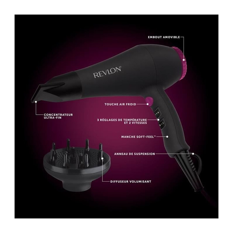 Hairdryer - REVLON - RVDR5251E - Perfect Heat - 2000 W - AC motor - 2