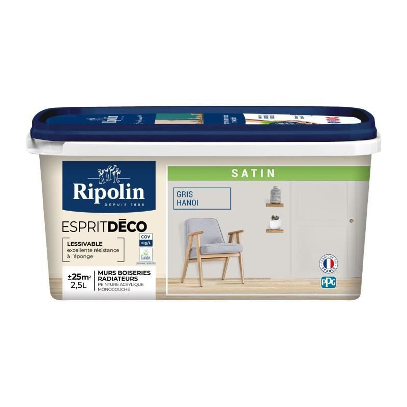 Multi-surface decorative spirit, Hanoi satin gray - RIPOLIN - 2.5 L