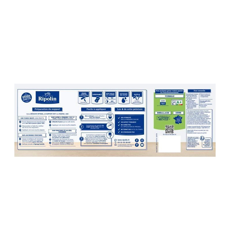 Wall decoration, woodwork & radiators, Bering blue velvet - RIPOLIN -