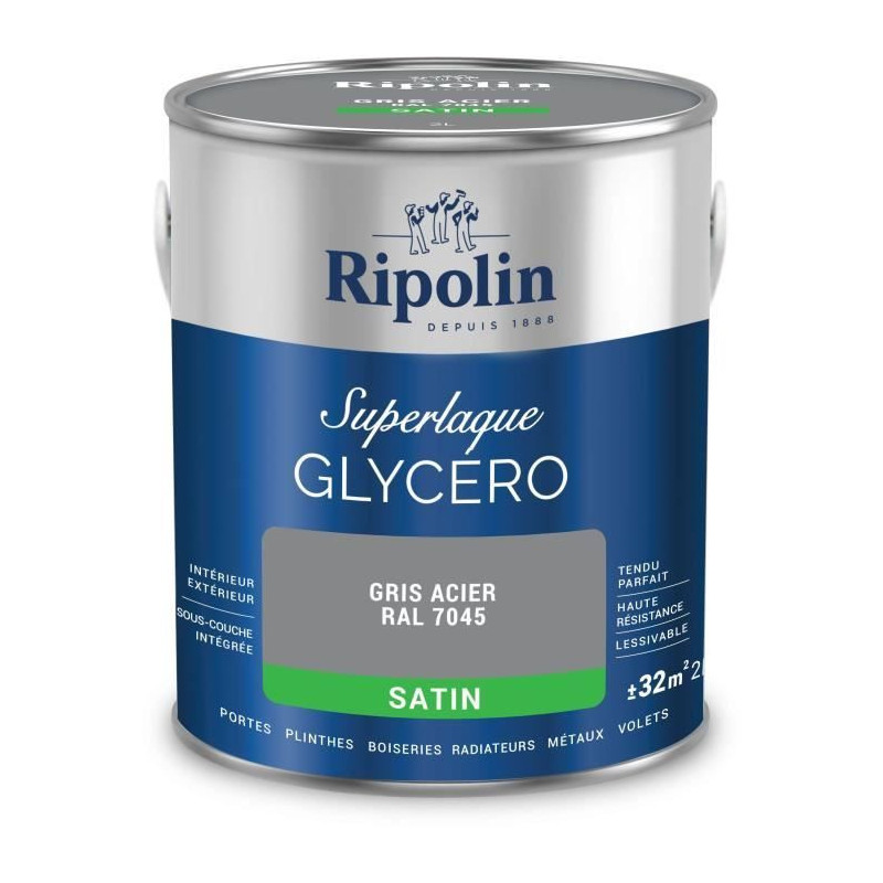 Steel grey glycerophthalic lacquer RAL 7045 satin - RIPOLIN - 2 L