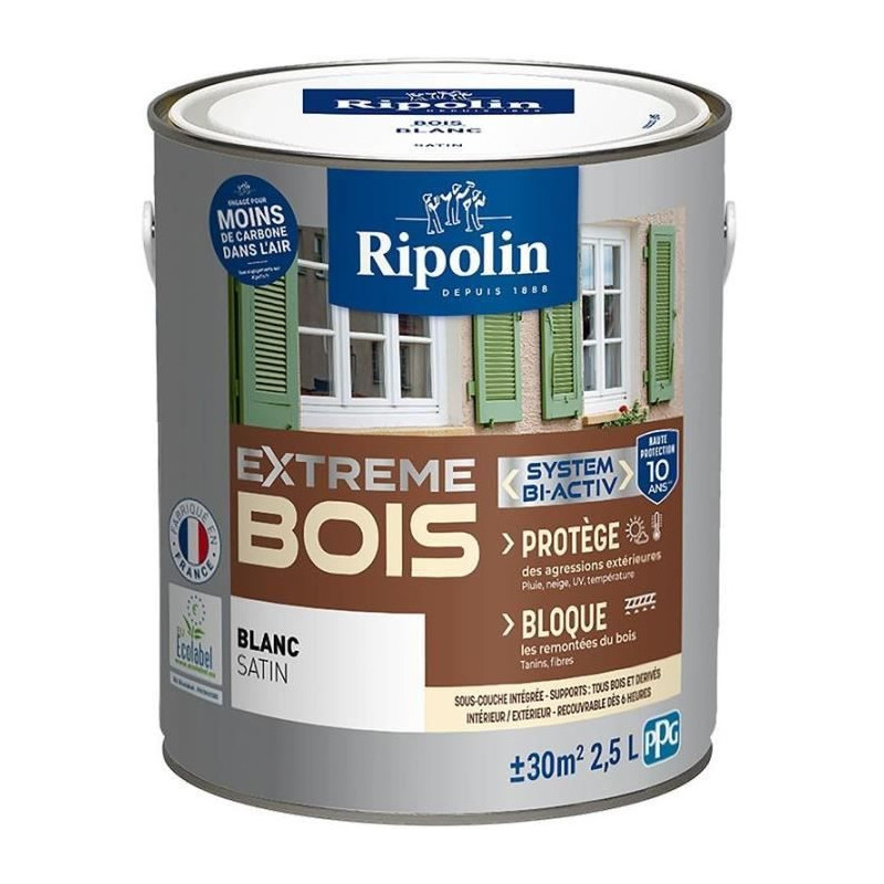 RIPOLIN Interior & Exterior Wood Paint - Satin White, 2.5L